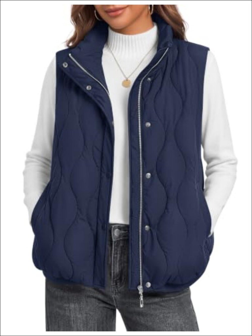 Womens Lightweight Quilted Puffer Vest Sleeveless Zip Up Outerwear